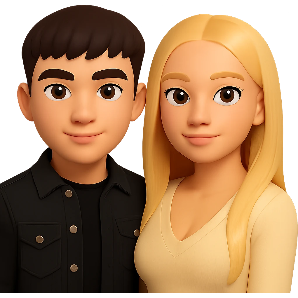 Slightly increase the volume of the upper body of the girl and slightly rotate her to face forward. Preserve the style of a 3D emoji. Remove the background. emoji