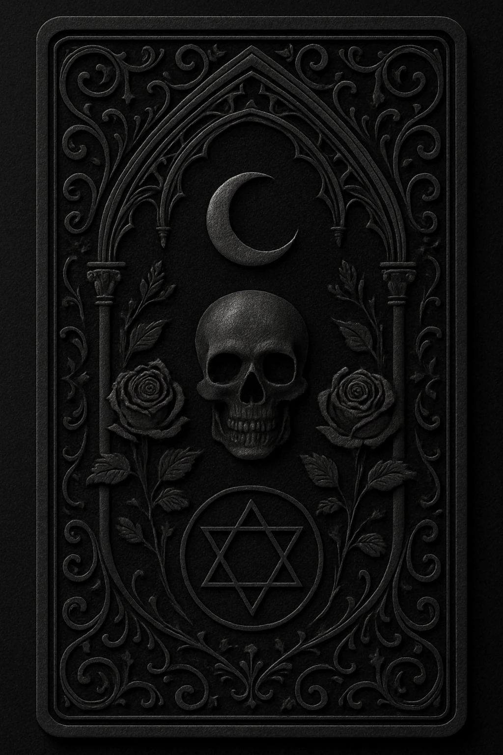 goth black tarot card, ornate emoji