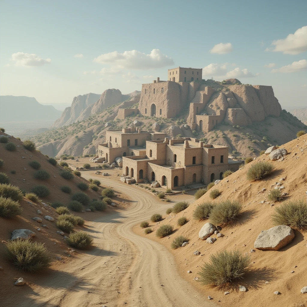 A small hilltop mesa city in the videogame dayz, screenshoot  emoji