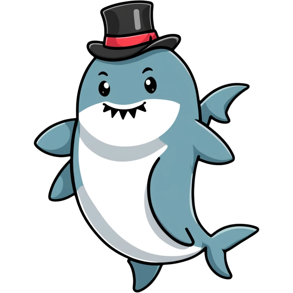 Shark with a top hat emoji