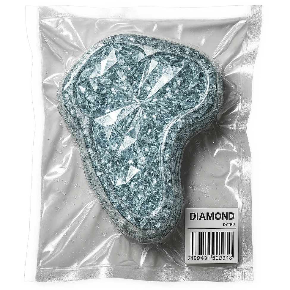 meat steak made of diamond, glossy and puffy, vacuum-sealed style emoji