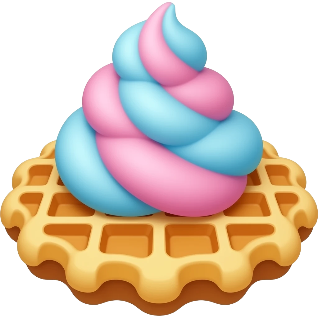 Waffle withcotton candy pink the blue emoji