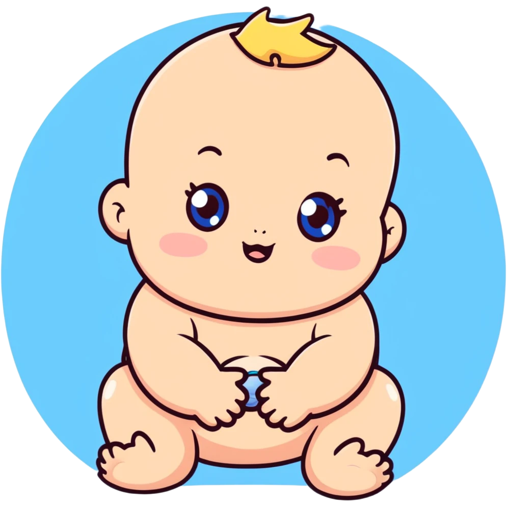 cute chubby-cheeked baby with sparkling blue eyes emoji