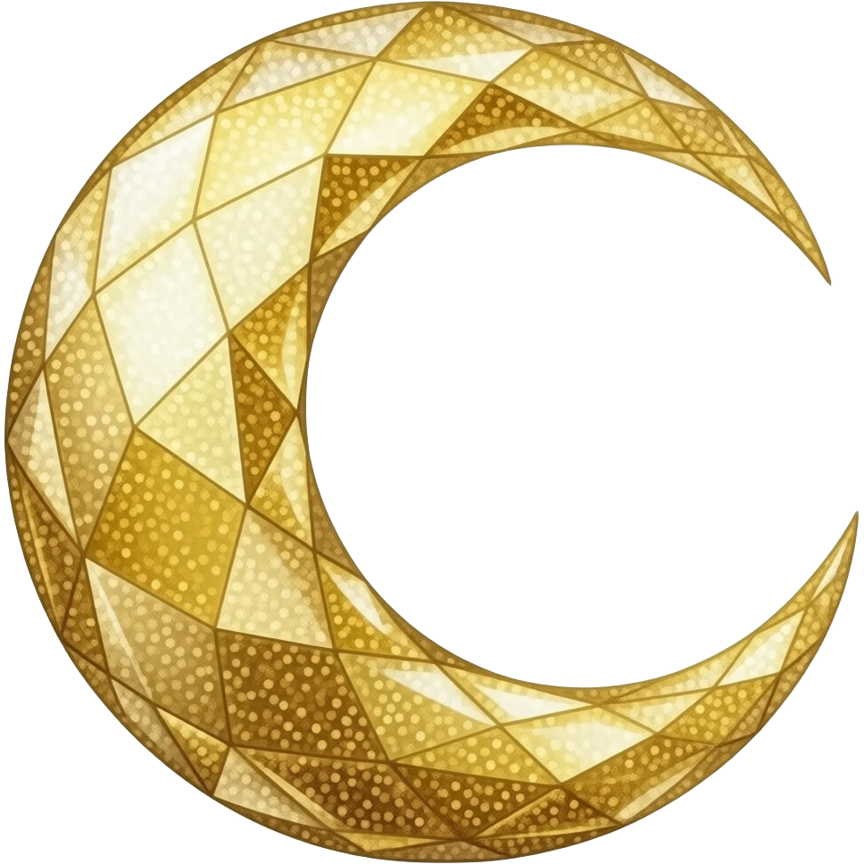 golden detailed glitter crystal half moon emoji