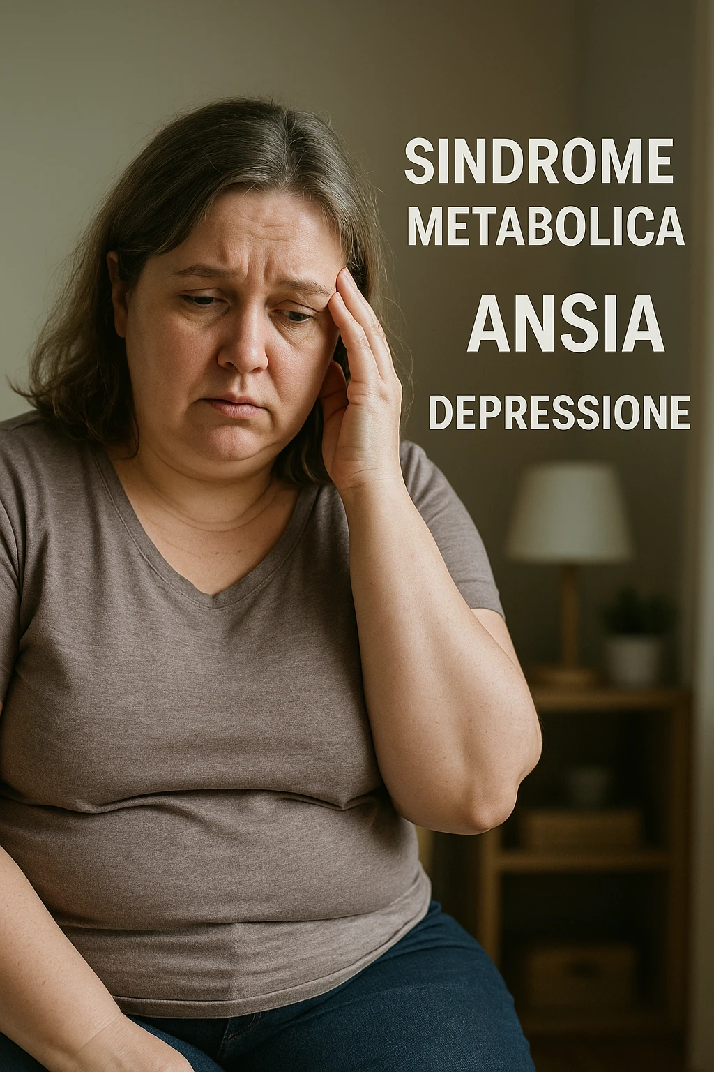 Donna con sindrome metabolica, ansia e depressione immagine realistiche in italiano emoji