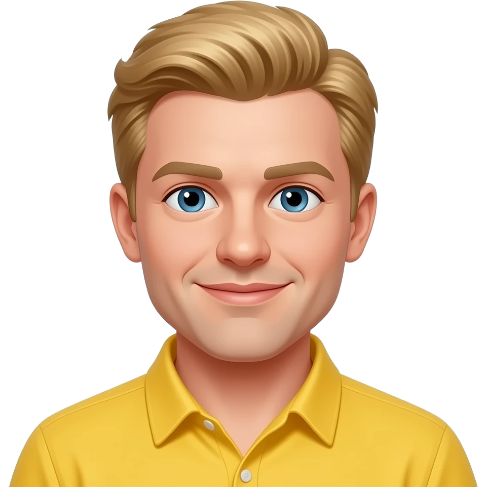 white blonde british guy with yellow shirt emoji
