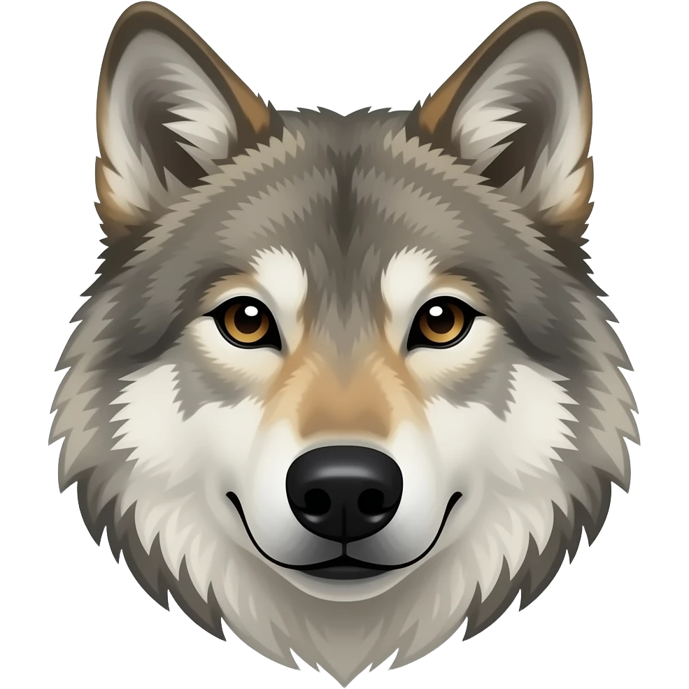 Male wolf 25 years old straight front head closed mouth emoji