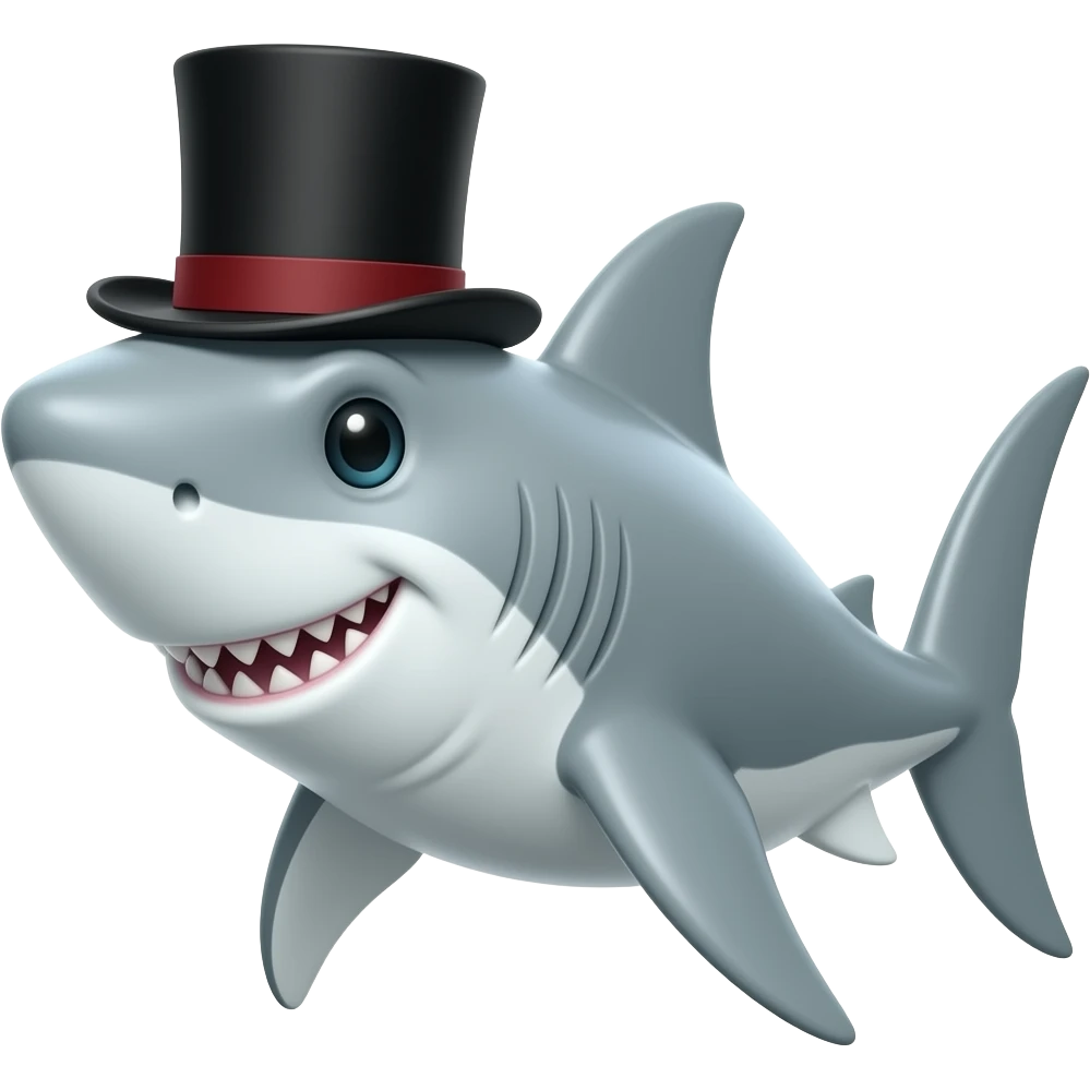 Shark with a top hat emoji