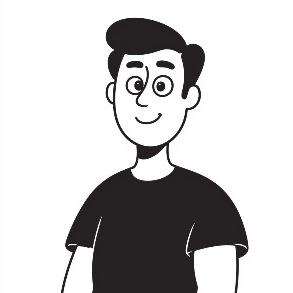 Attractive man in his 40s with youthful appearance, light brown skin, elongated face, defined jawline, medium dark eyes, arched eyebrows, straight nose, handsome friendly expression, short dark hair styled upward, athletic build, wearing a fitted black t-shirt emoji