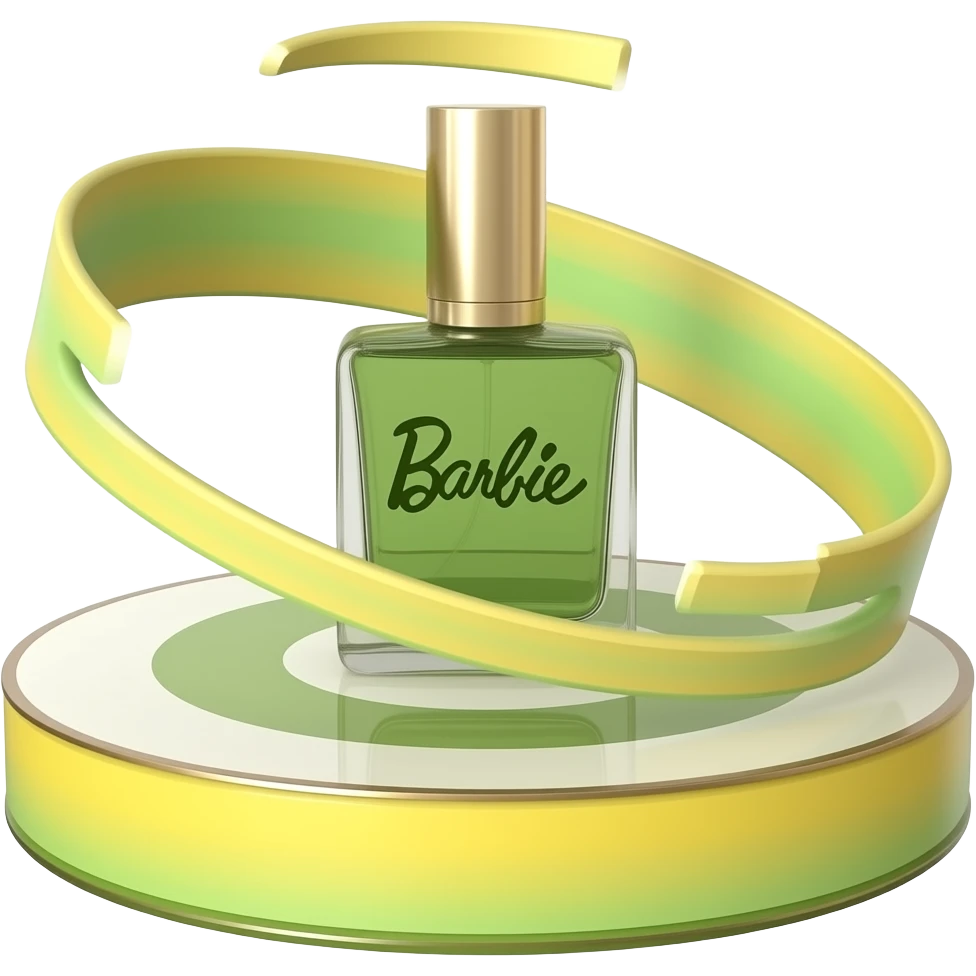 green yellow Rotating perfume display stand inspired by Barbie colour pallete emoji