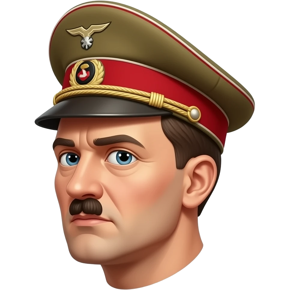 make an emoji of hitler with his hat and also make him turned to 30 degrees emoji