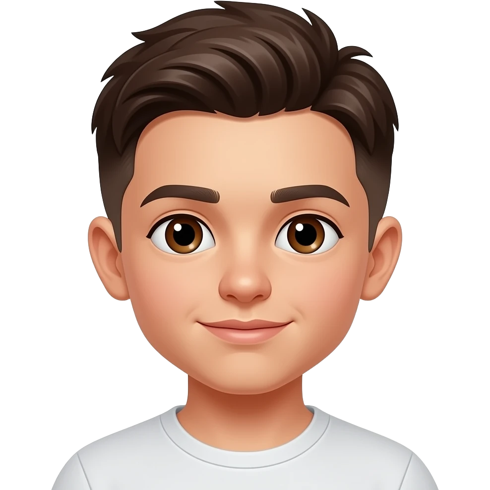 Koyu kahverengi gözlü, Kumral, Buzz Cut saçlı erkek çocuk yap saçını biraz daha uzat ve ten rengini buğday yap emoji