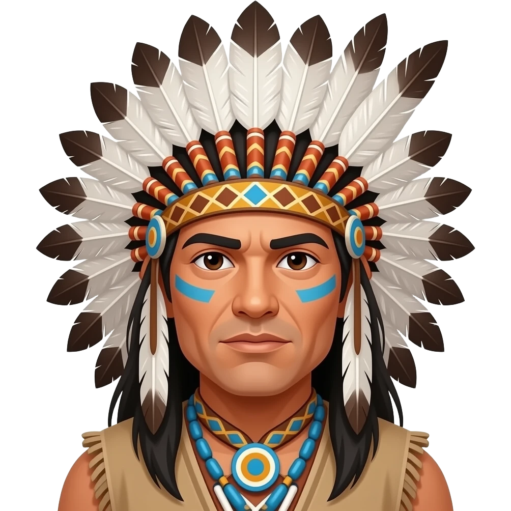 Native American man with headdress with face paint on cheeks emoji