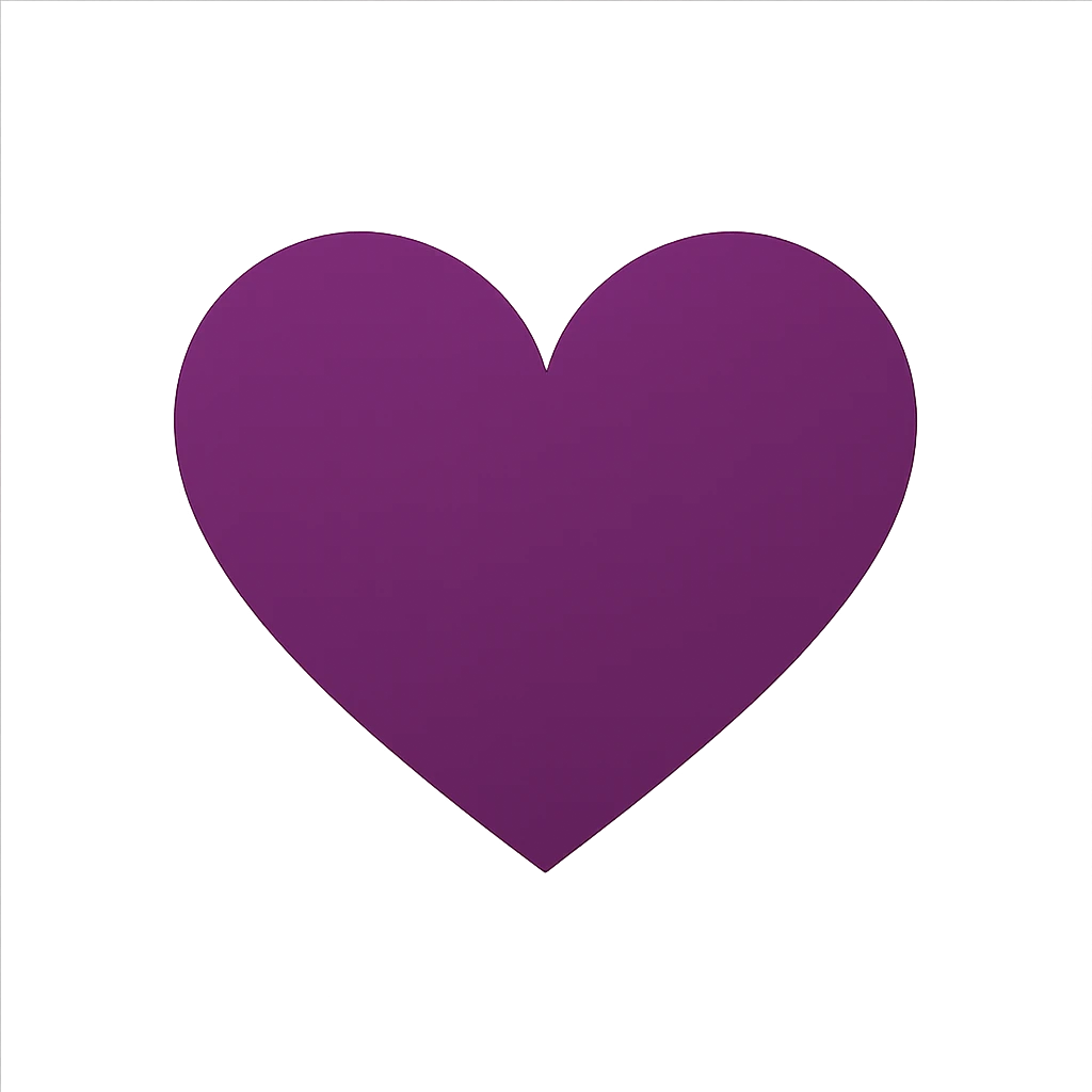 heart with a bold plum color, digital illustration emoji