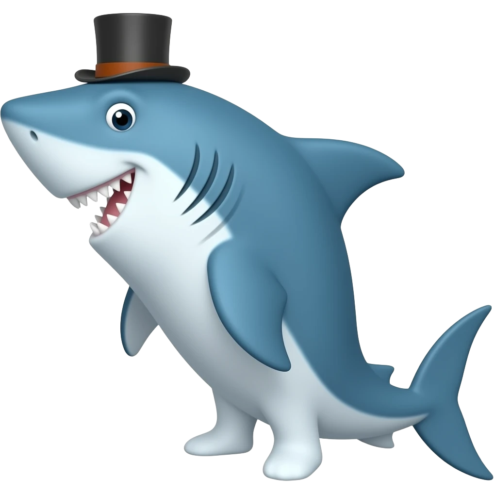 Shark with a top hat emoji