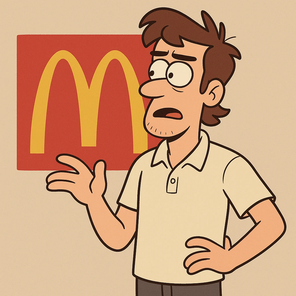 McDonald's logo, stylized golden arches, minimal, flat design emoji