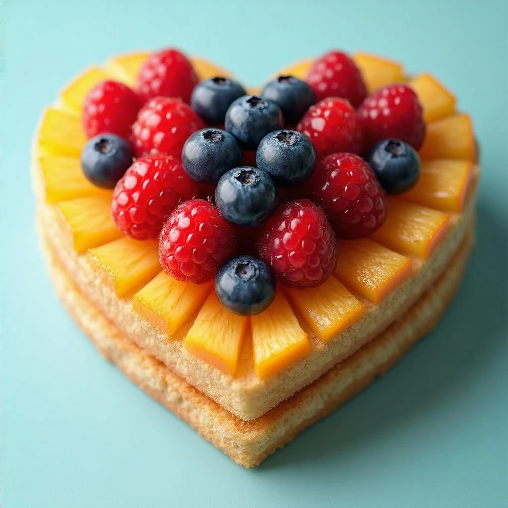 heart-shaped food with a fruit topping emoji