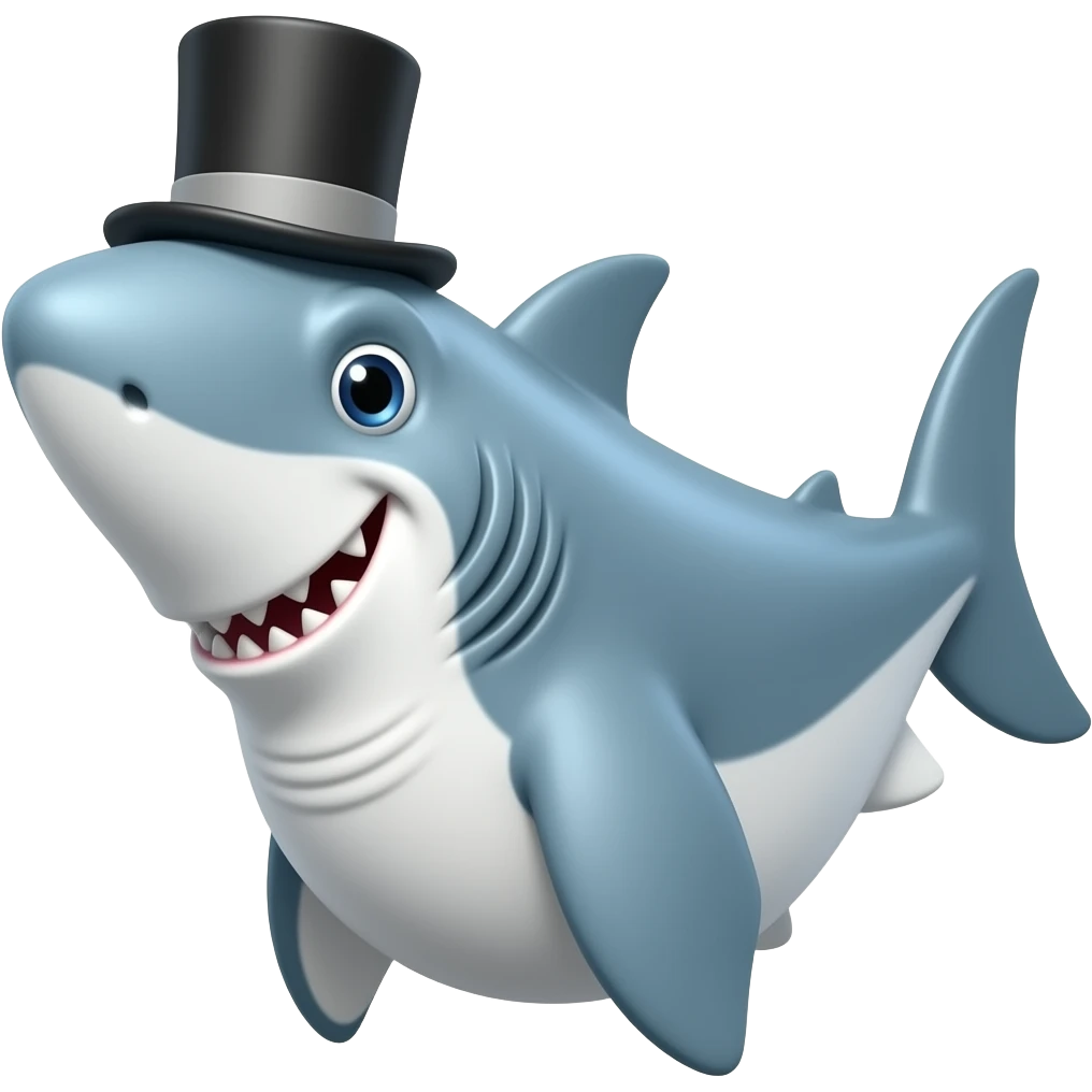 Shark with a top hat emoji