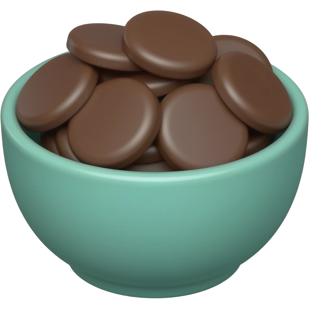 super realistic small teal bowl of chocolate circles emoji