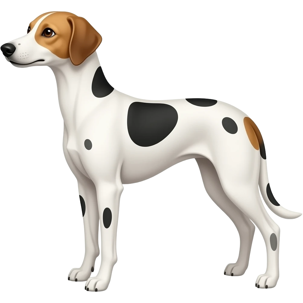 Saluki, white with black, slight hint of lab emoji