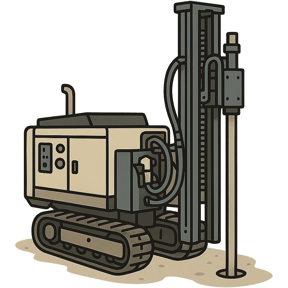 rack-mounted geotechnical drilling rig (Geoprobe-style soil sampling machine), no people just the machine, transparent background emoji