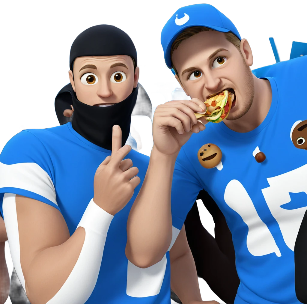 boys enjoying food outdoors emoji