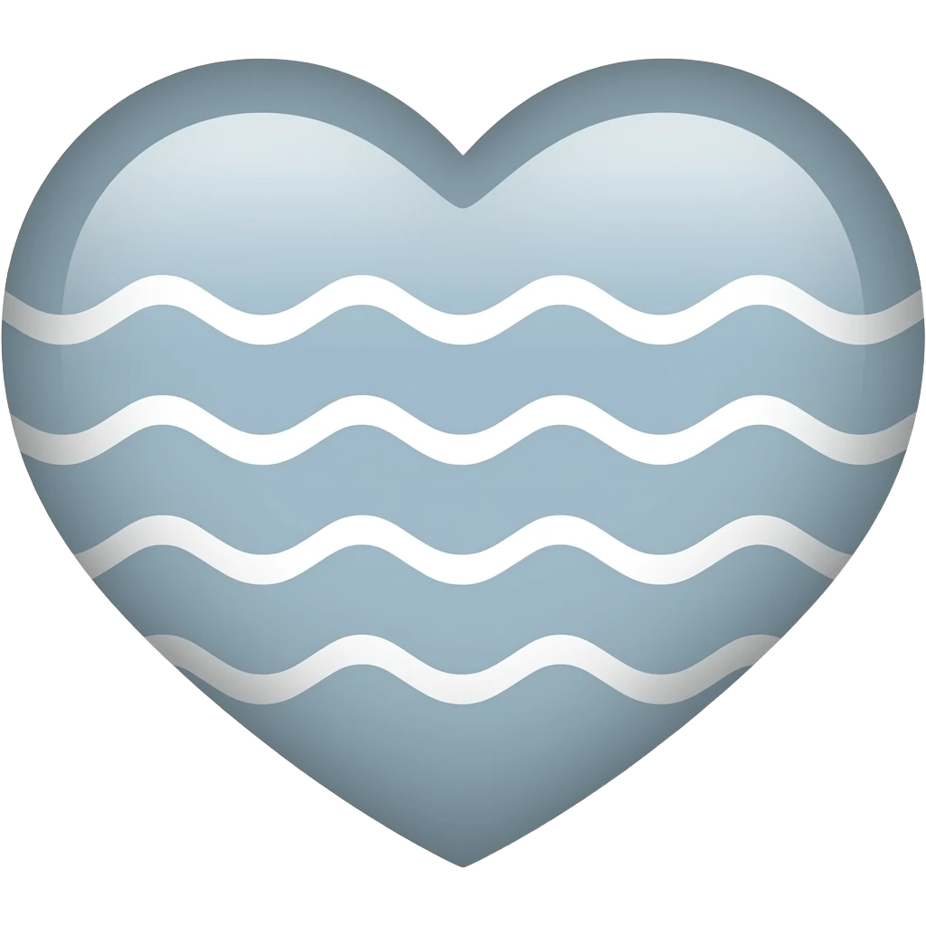 Lightish grey heart and white waves in it emoji