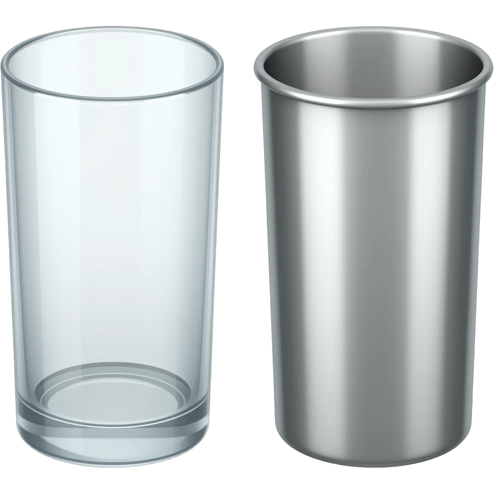 Glass cup next to metal cup emoji