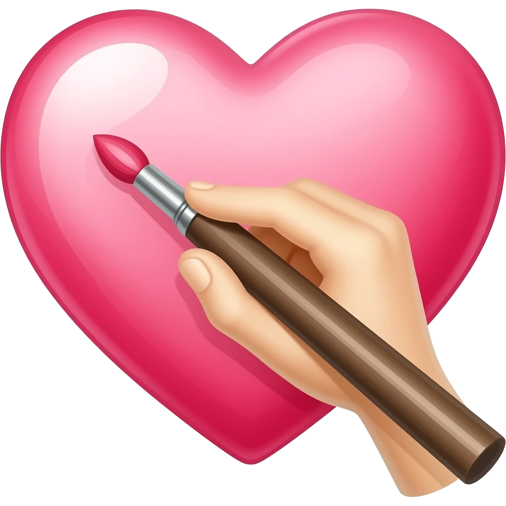 painter drawing a heart emoji