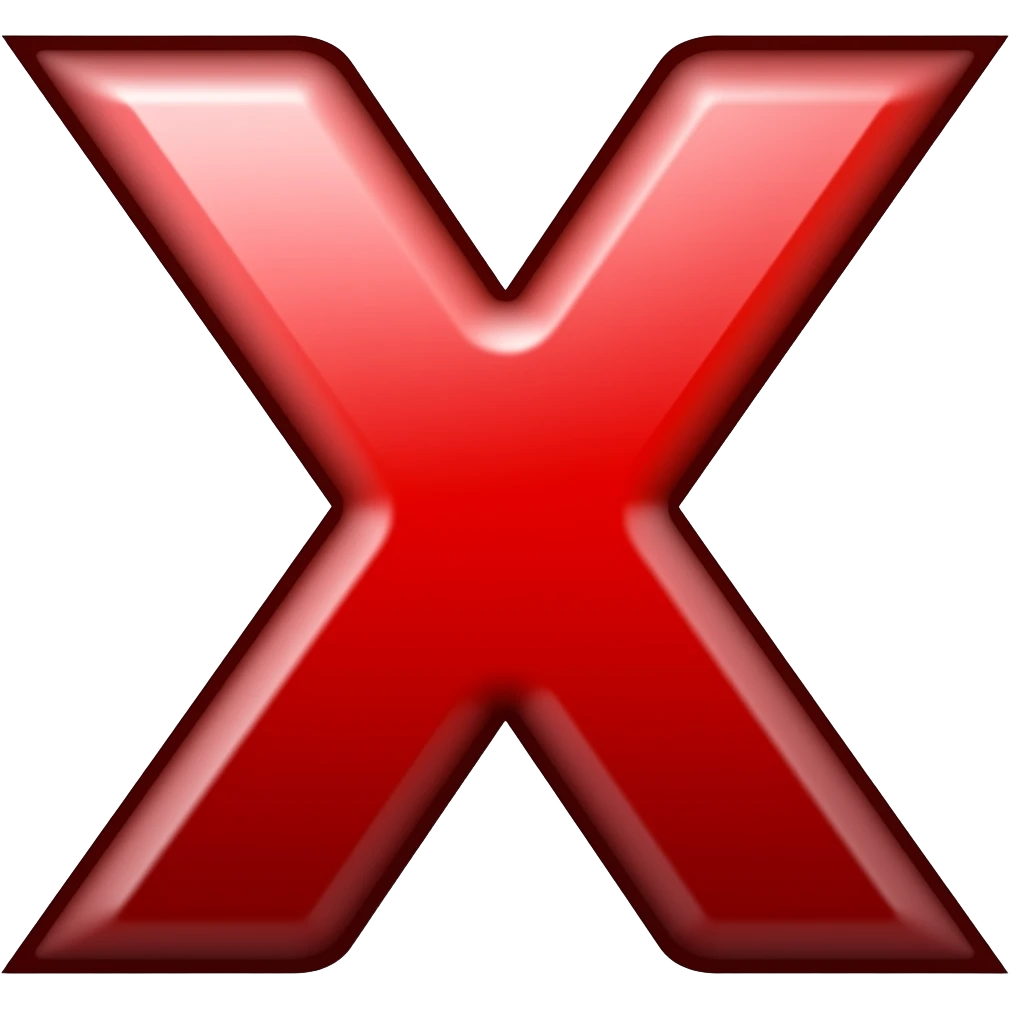 X letter red shining colour emoji