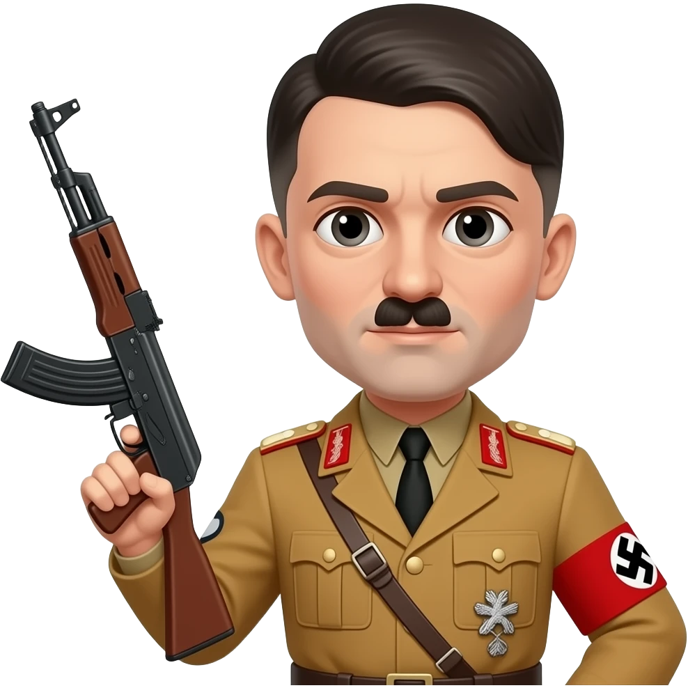 Atolf Hitler with small ak 47 cool pose emoji