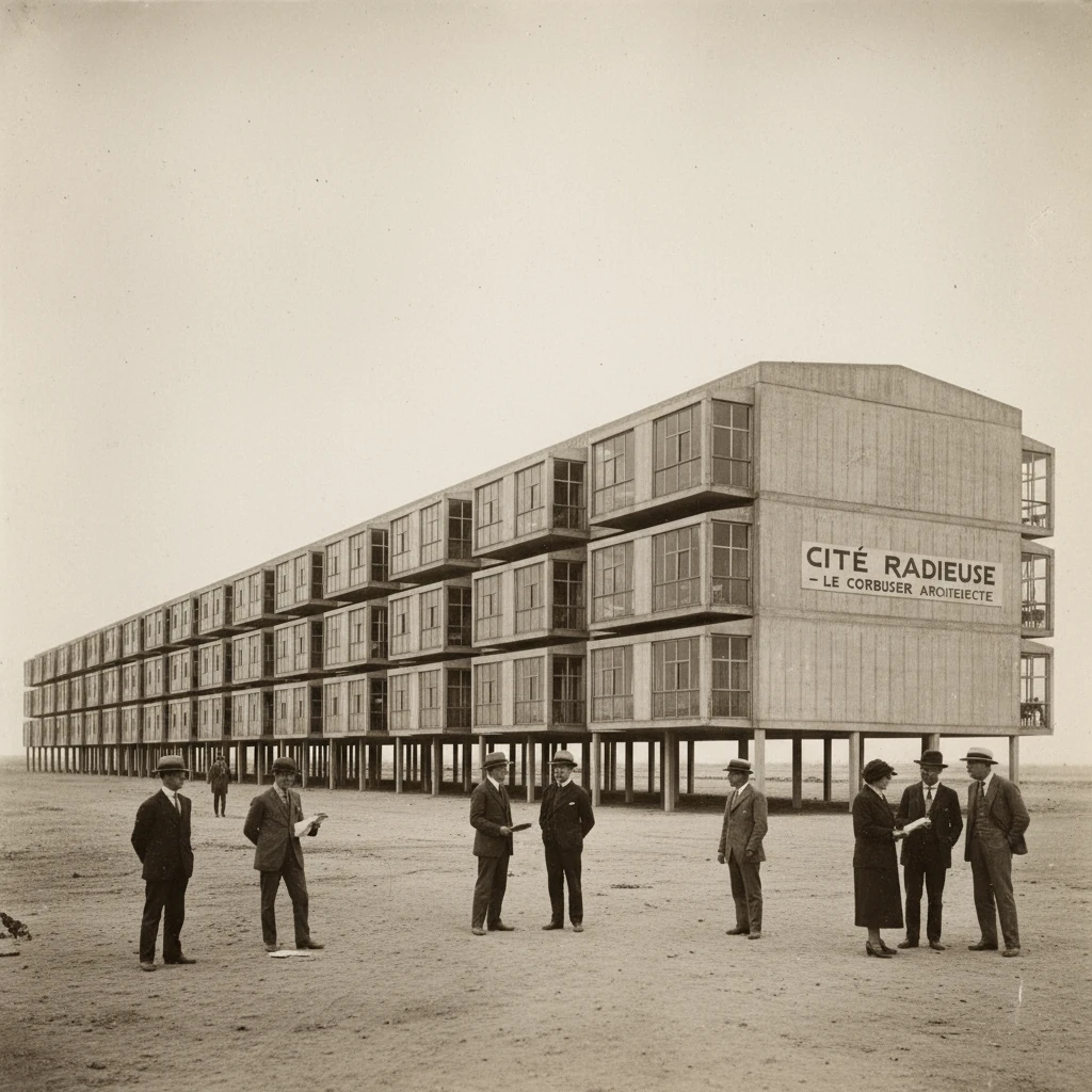 Дом-машина для жилья архитектора Ле Корбюзье. Такая коммуна, футуристичное общежитие

Архивное фото, 1920-е годы

 emoji