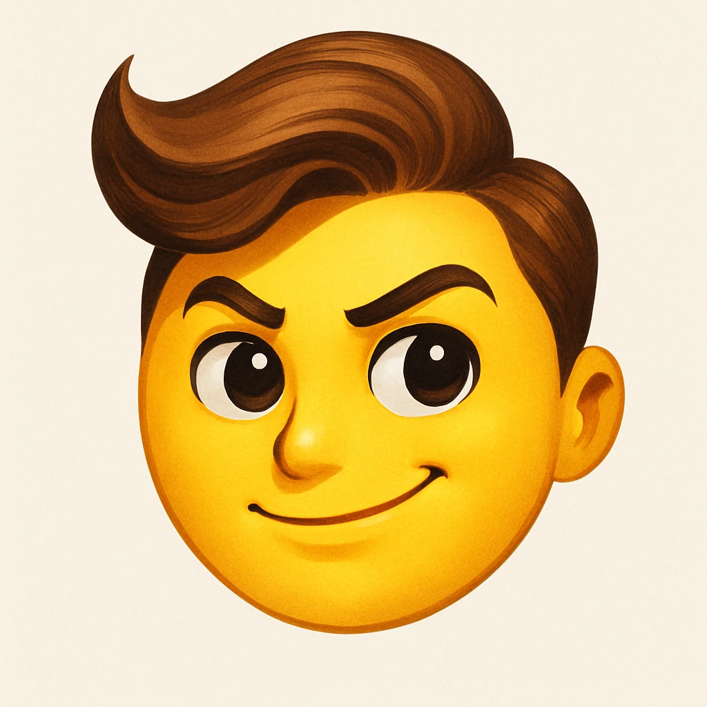 yellow face emoji with dramatic hair swoop emoji