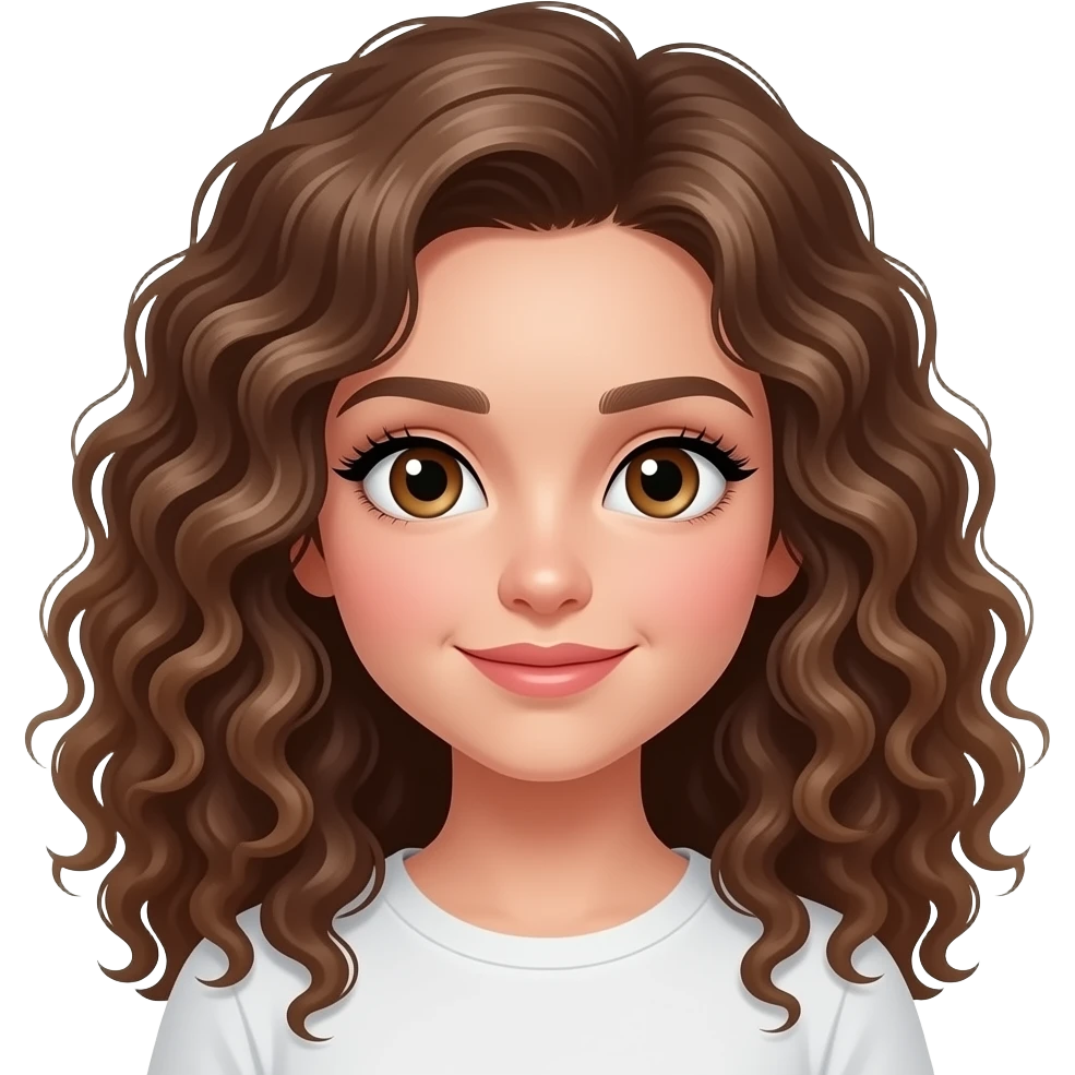 Pretty  white girl wit brown eyes and browncurly hair and very long lashes emoji