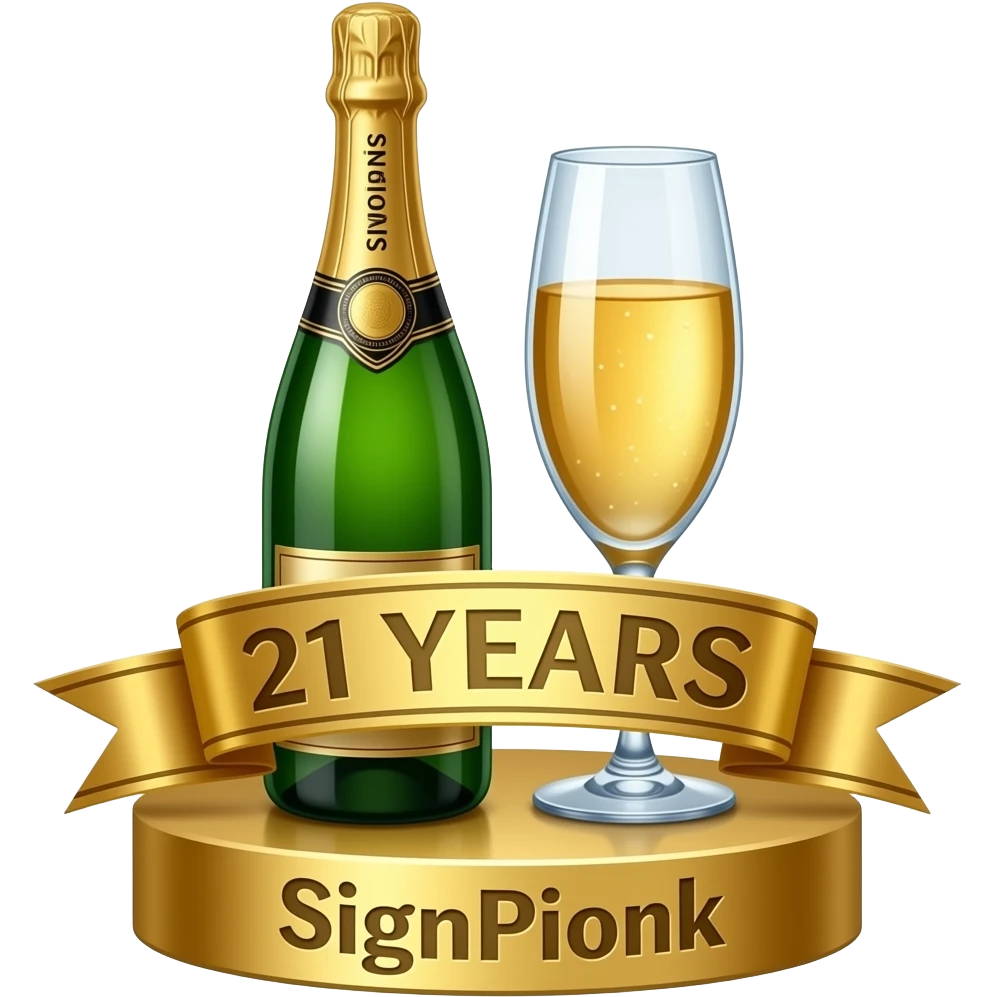 CHEERS TO 21 YEARS SIGNPIONK AND GOLD emoji