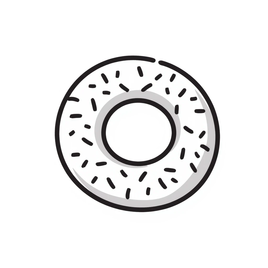 a simit, Turkish sesame bagel, hand-drawn doodle style, black ink lines emoji