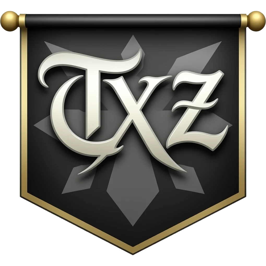 Create the letters TXNZ in a gothic font on a banner that screams badass!!!! emoji