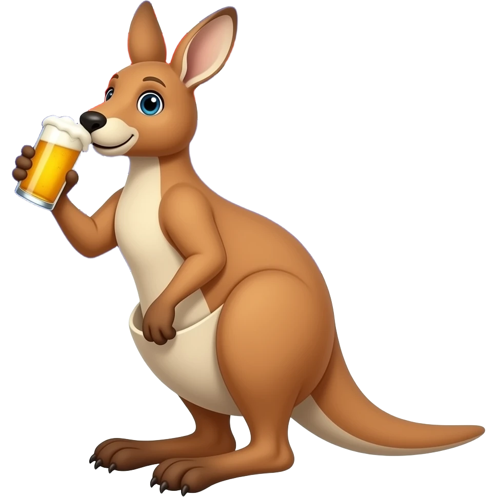 kangaroo drinking beer with a austalian flag in the background emoji