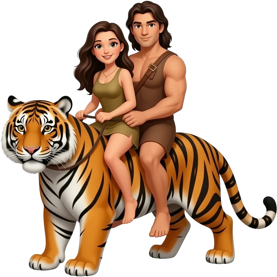 tarzan cewe dan cowo naik macan tutul emoji