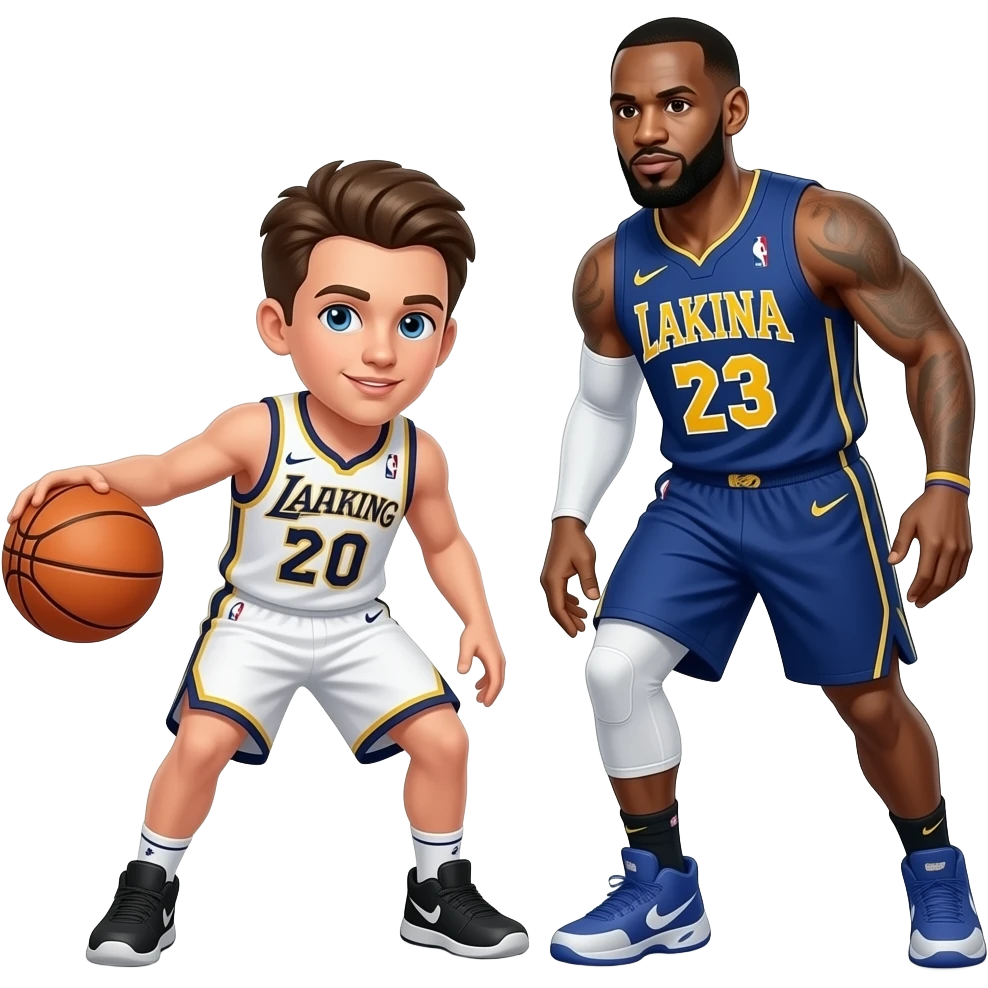 Basketball player Kodunking on LeBron emoji