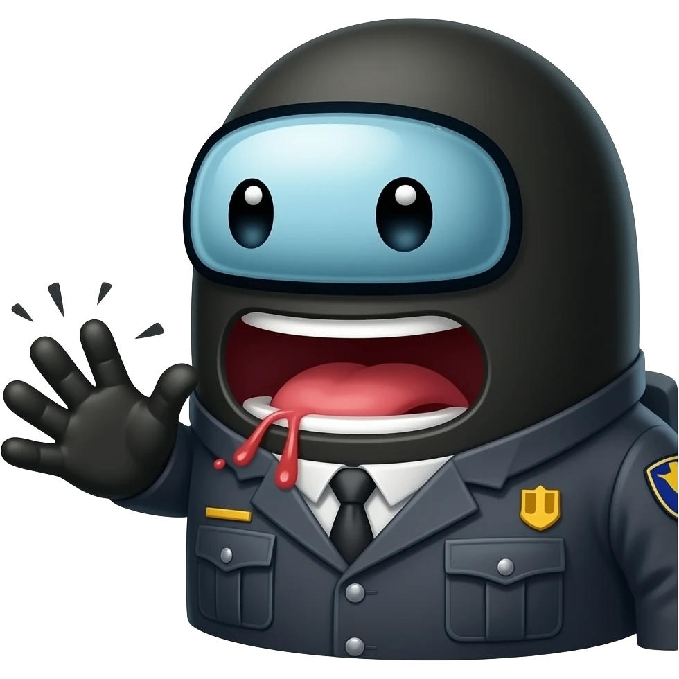 A BLACK COLOR OPENING HIS MOUTH a among us kill emoji