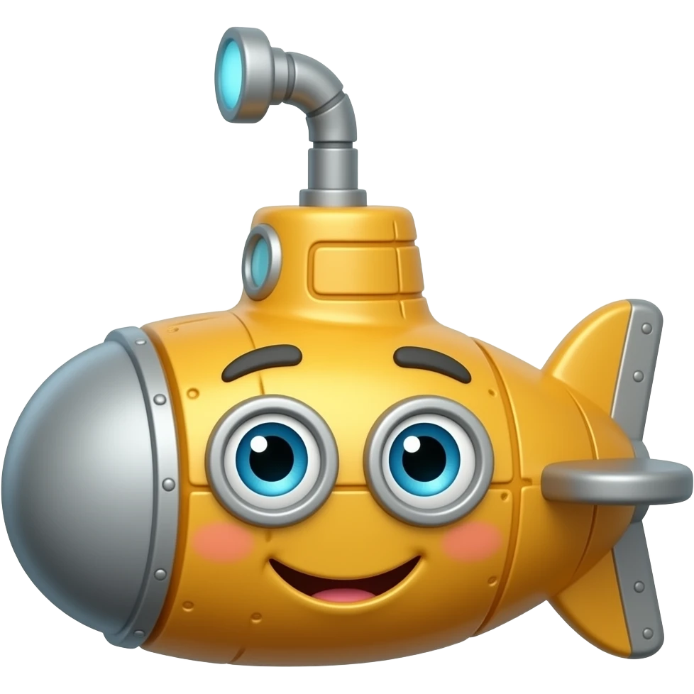 cartoon submarine with face emoji