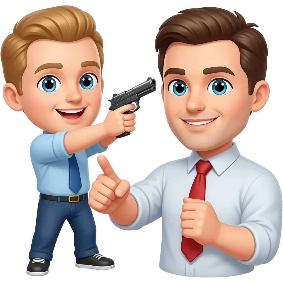 White guy shooting guns emoji
