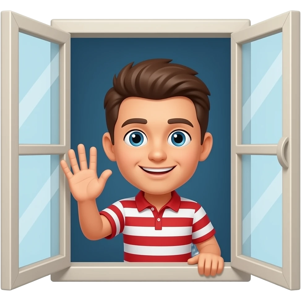 A person waving from a window. emoji