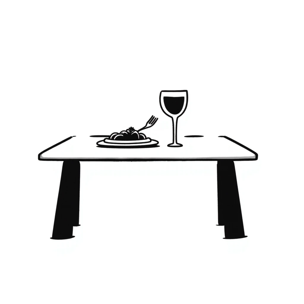 a table with a plate and a glass representing a restaurant emoji