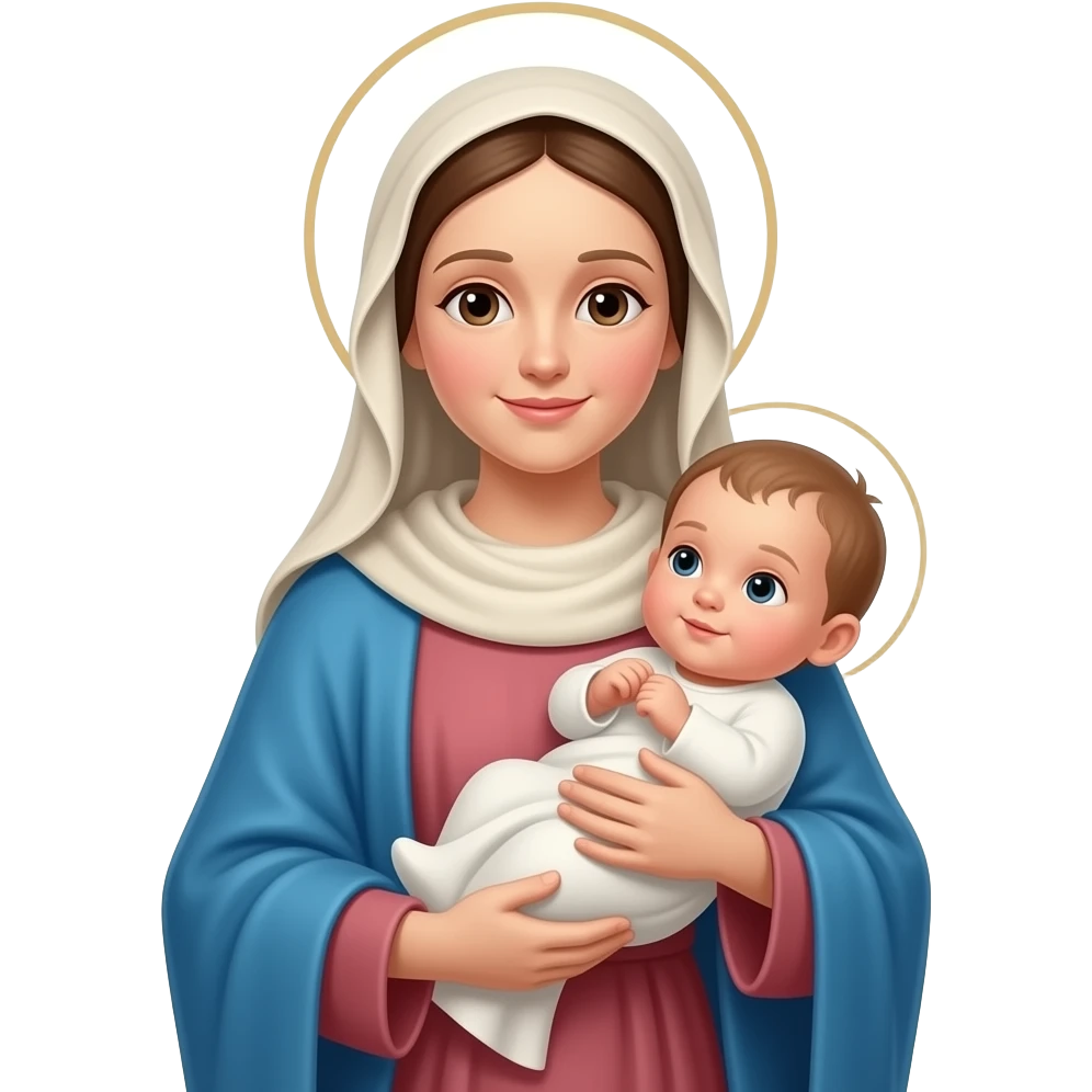 Mother Mary holding baby Jesus after giving birth emoji