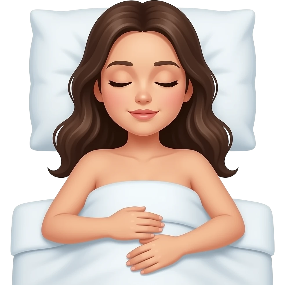 Naked woman sleeping on bed with stomach on bed emoji