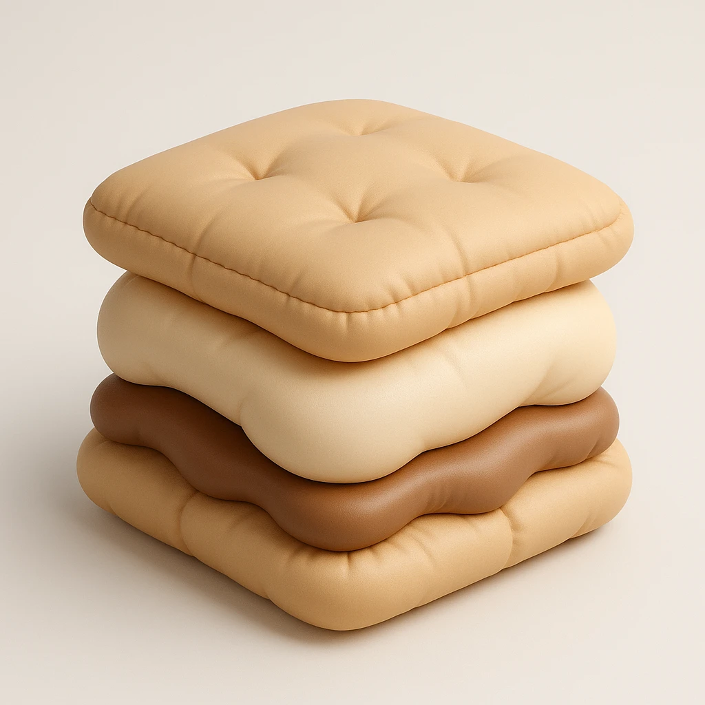 aesthetic s'mores icon, smooth organic 3D style, soft beige color palette, minimal and elegant, not blocky, rounded shapes, soft lighting emoji
