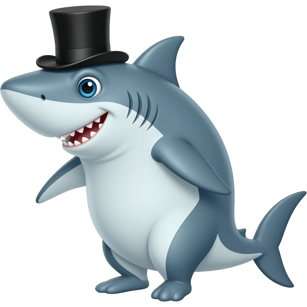 Shark with a top hat emoji
