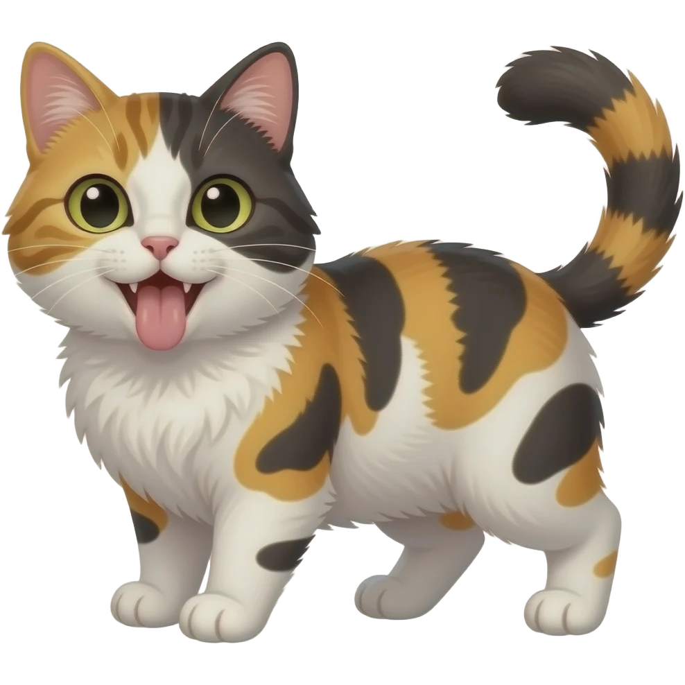 Μία calico big hair γάτα που βγάζει τη γλώσα της sexy  και κάνει six-seven emoji